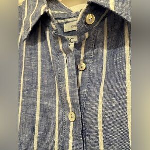 SUMMER C&C California Blue and White Striped Linen Button-Up Shirt / Dress..